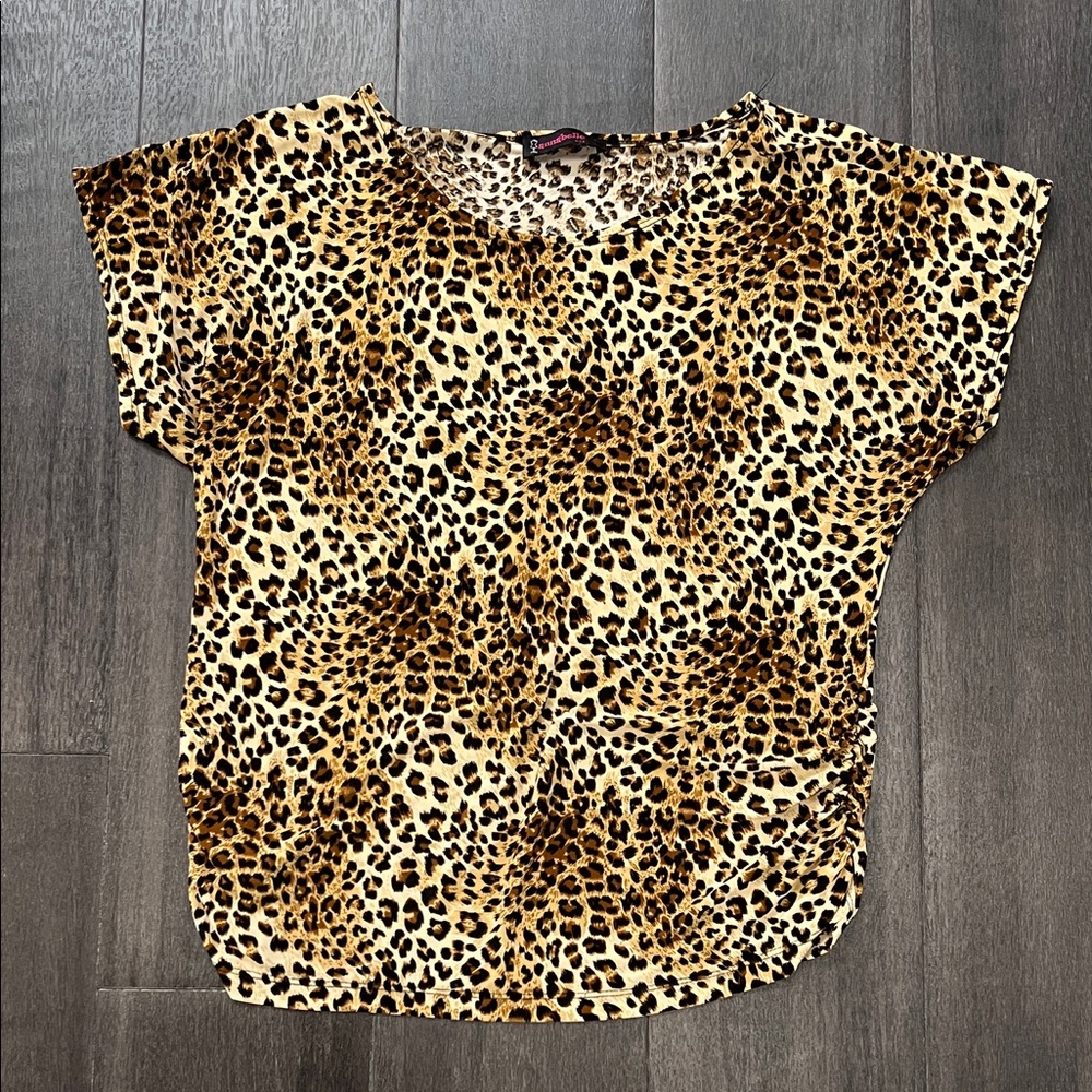 Annabelle Leopard Print Short Sleeve Top - Brown, Black